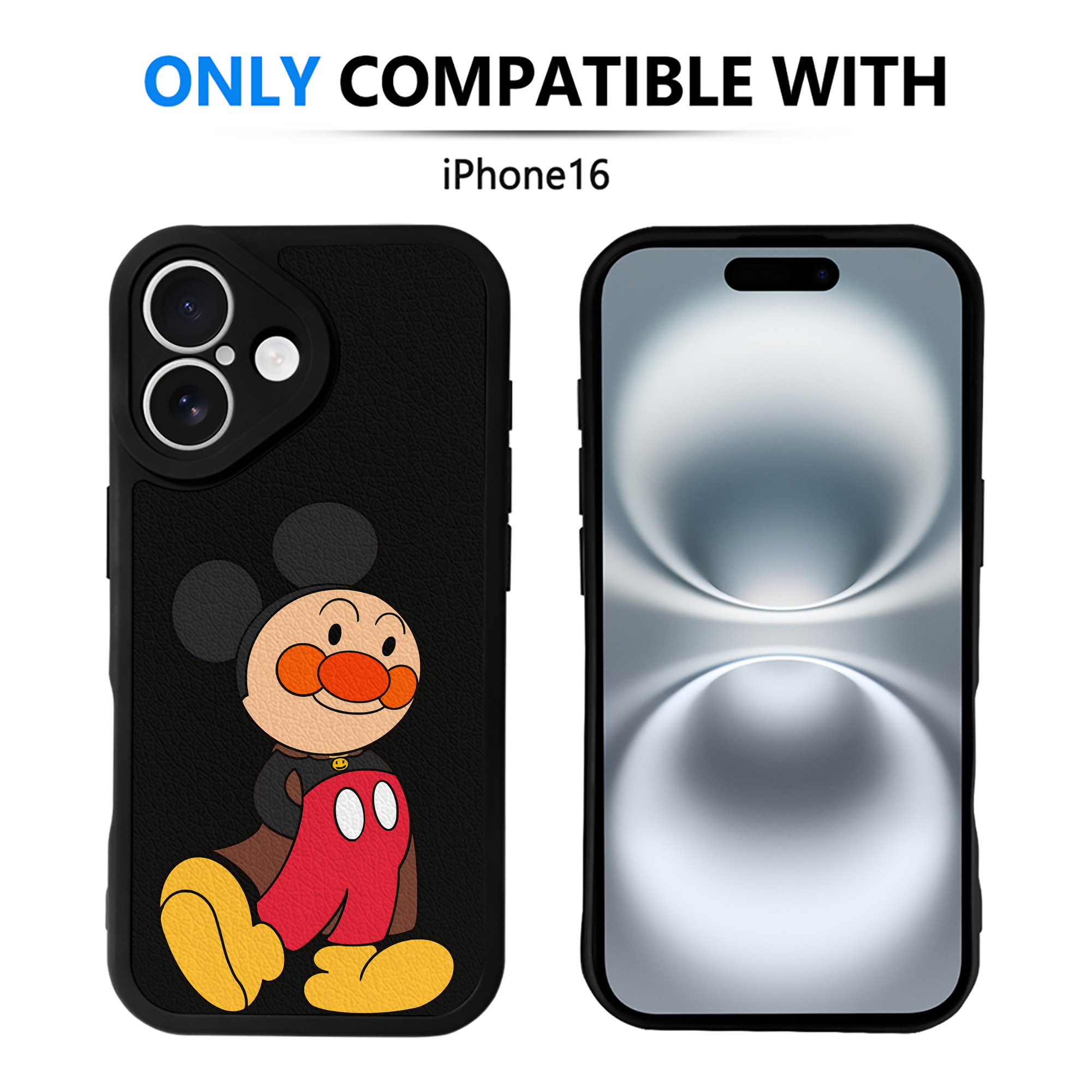 （画像用） アンパンマン Anpanman 【iPhone 16シリーズ対応】シリコンスマホケース（レザー調） 材質：シリコン